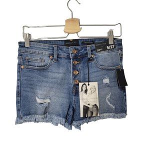 kendall+Kylie Women's Denim Short Hipster Sz 5/27 Blue Distressed Denim